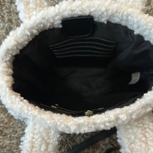 Aspen Black and White Mini Bag with Sherpa Trim - Picture 4 of 6